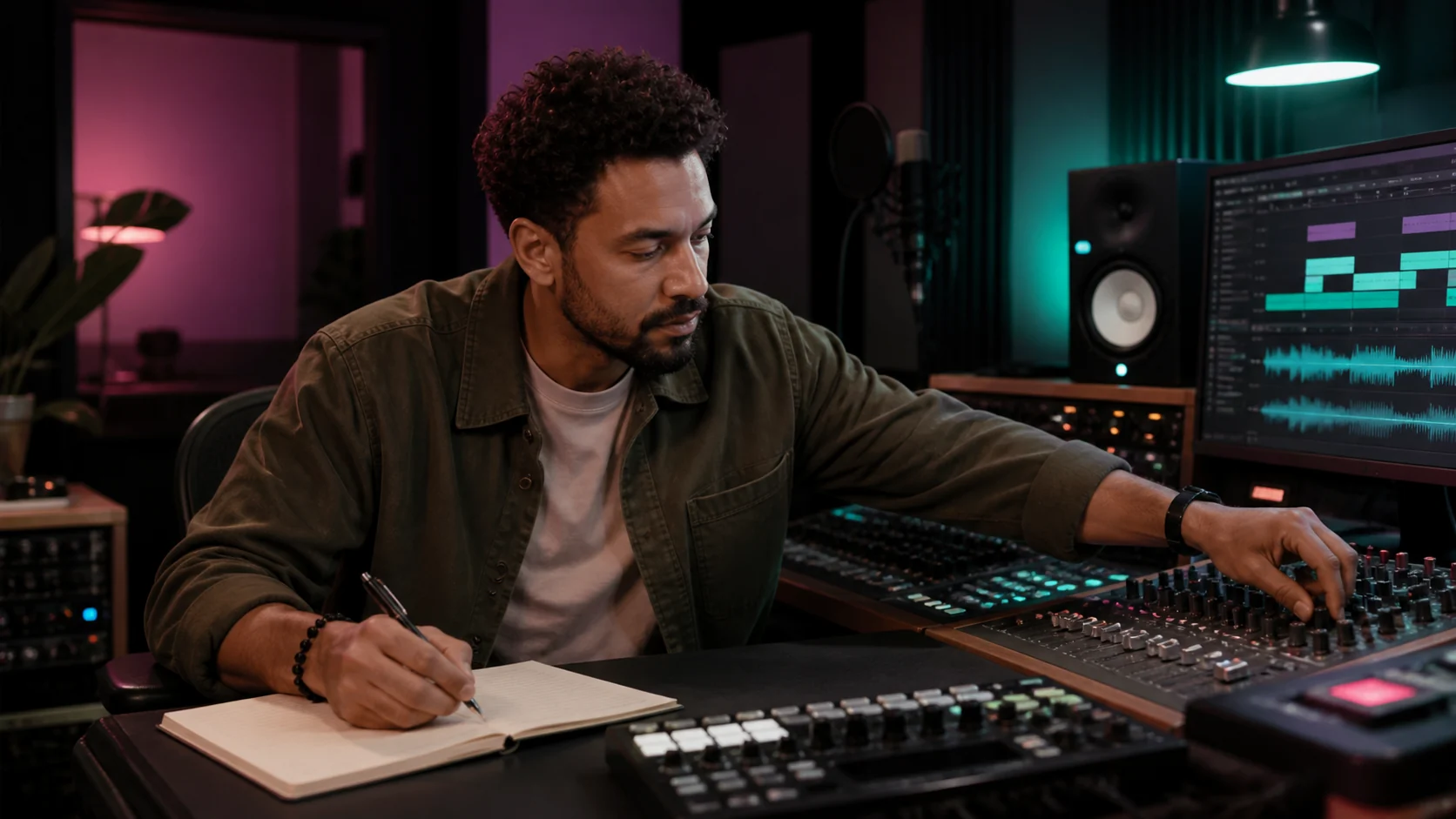 Music creator moving from a concise direction into detailed studio controls